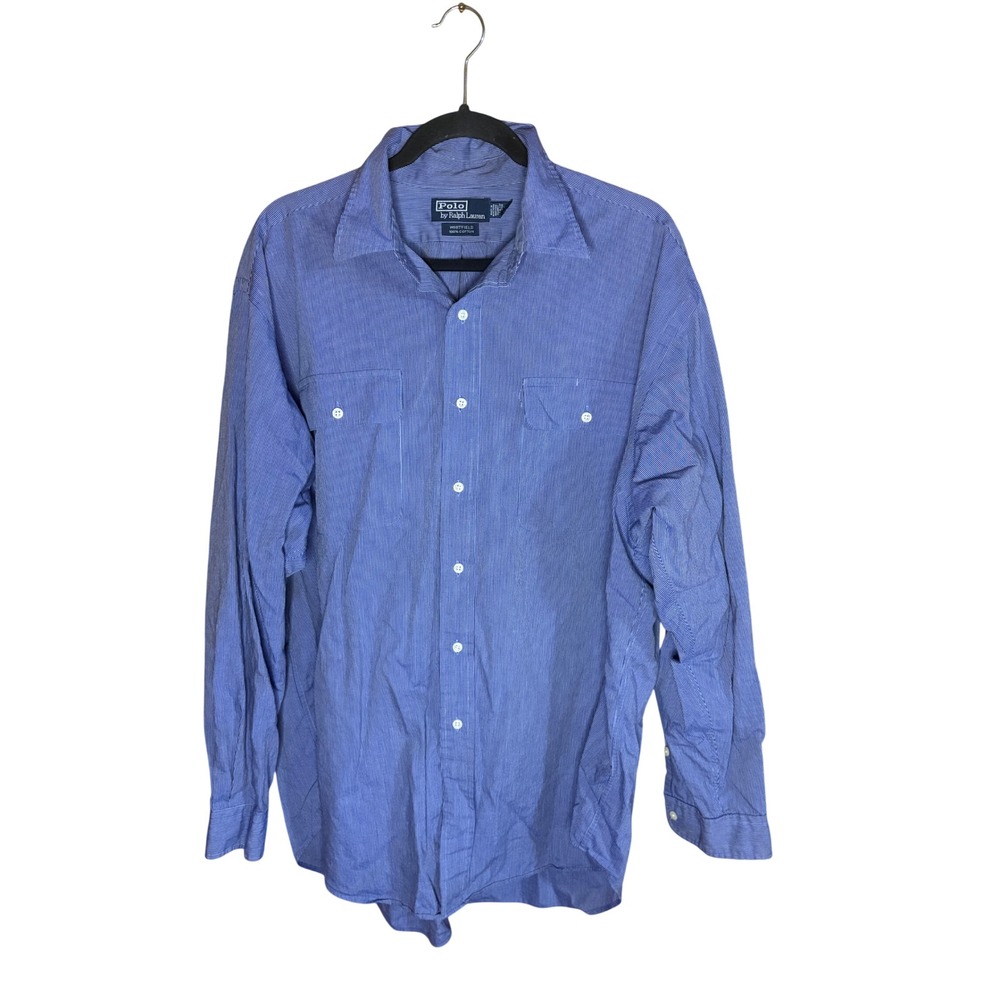 Polo Ralph Lauren Whitfield Blue White Stripe Button Down Shirt Kids XL